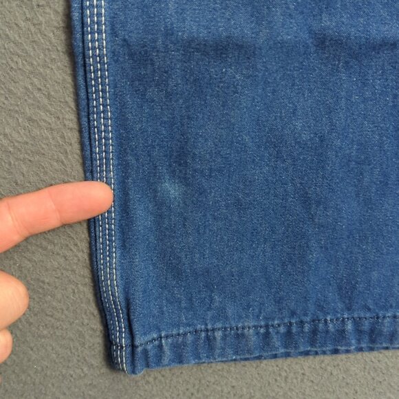 Liberty Denim Bib Overalls Men's 34x30 Blue Carpenter Loop Uneven Inseam Length - Picture 3 of 14